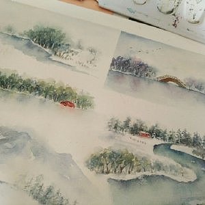 原创水彩风景四季系列（图ZMTI0NjUxMDY4） - 商业插画 - 站酷设计师hbjoan原创素材 - 站酷ZCOOL