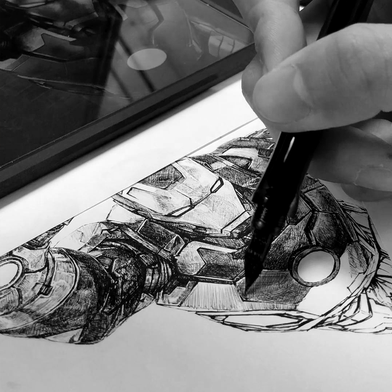 漫威英雄之钢铁侠手绘(钢笔画)