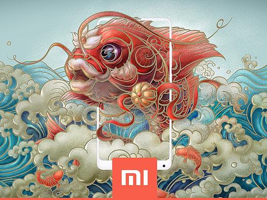 逆水鱼跃·化龙升级 — 小米MIX2全面屏手机海报设计