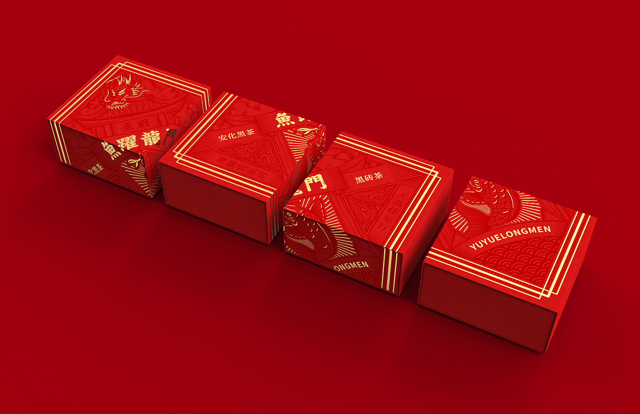 魚躍龍門-黑磚茶（圖ZMjg1NzcxNzIw） - 包裝 - 站酷設(shè)計(jì)師花山水溪設(shè)計(jì)原創(chuàng)素材 - 站酷ZCOOL