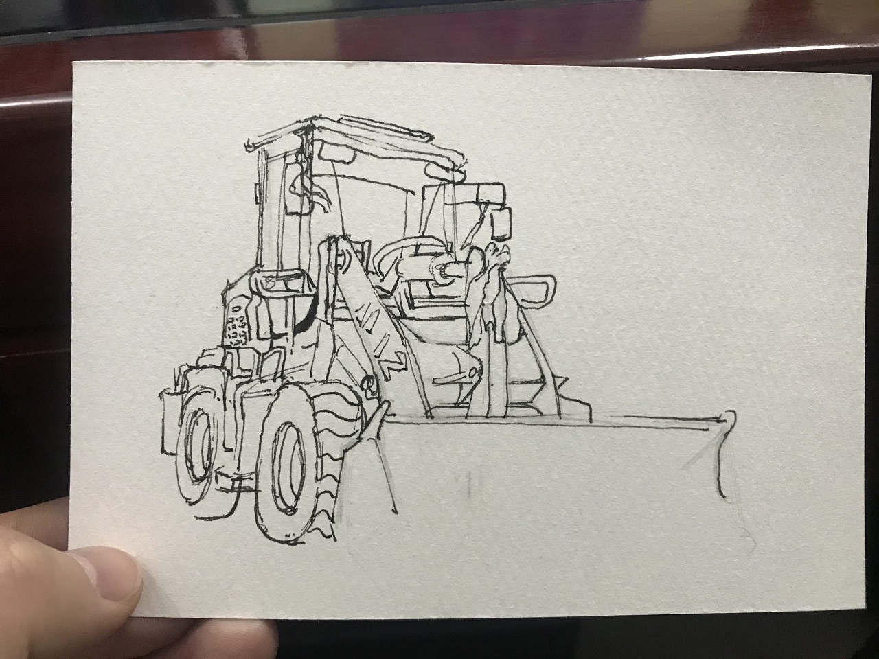 推土机 | 钢笔淡彩画