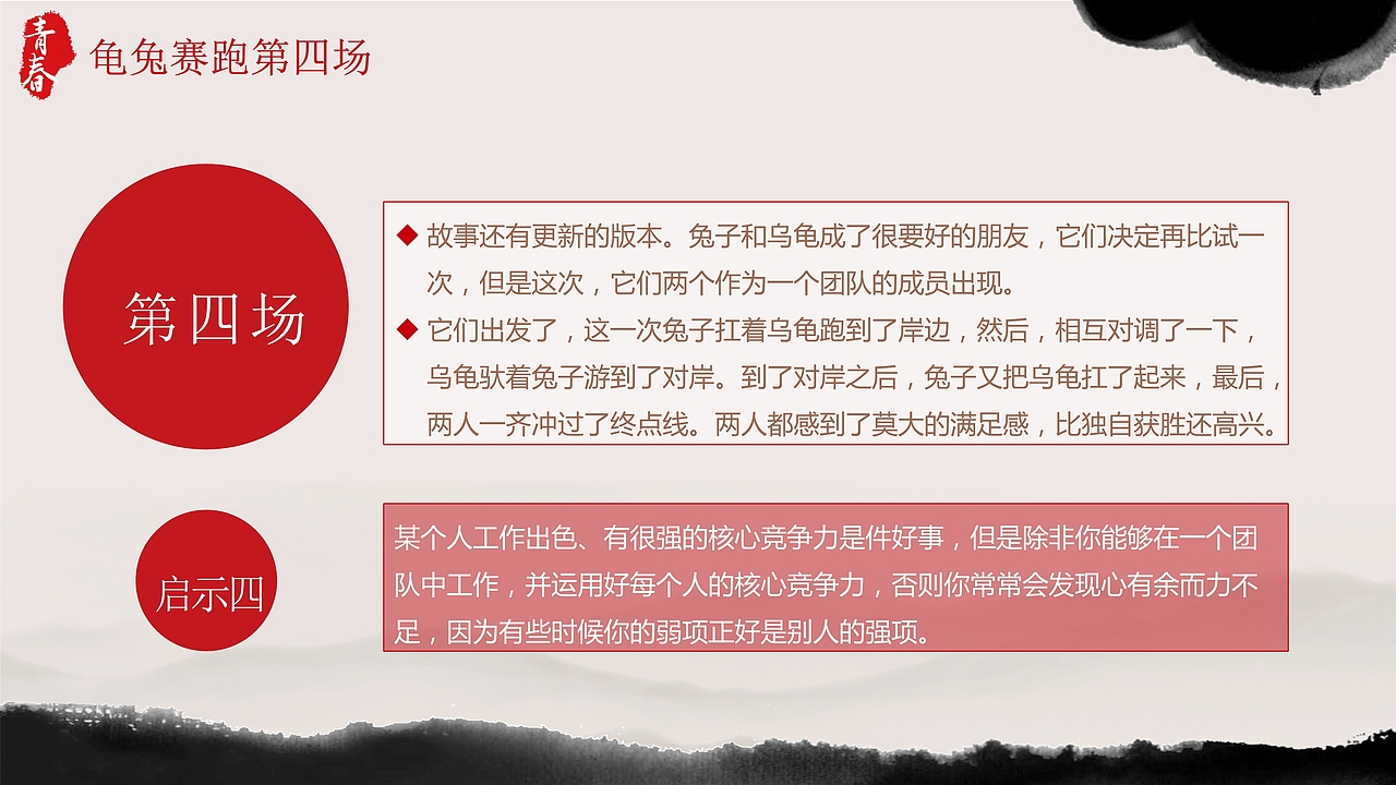 水墨创意青春励志正能量主题班会PPT模板