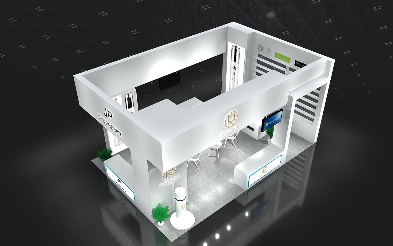 美容护肤品展台效果图设计 3d效果图设计