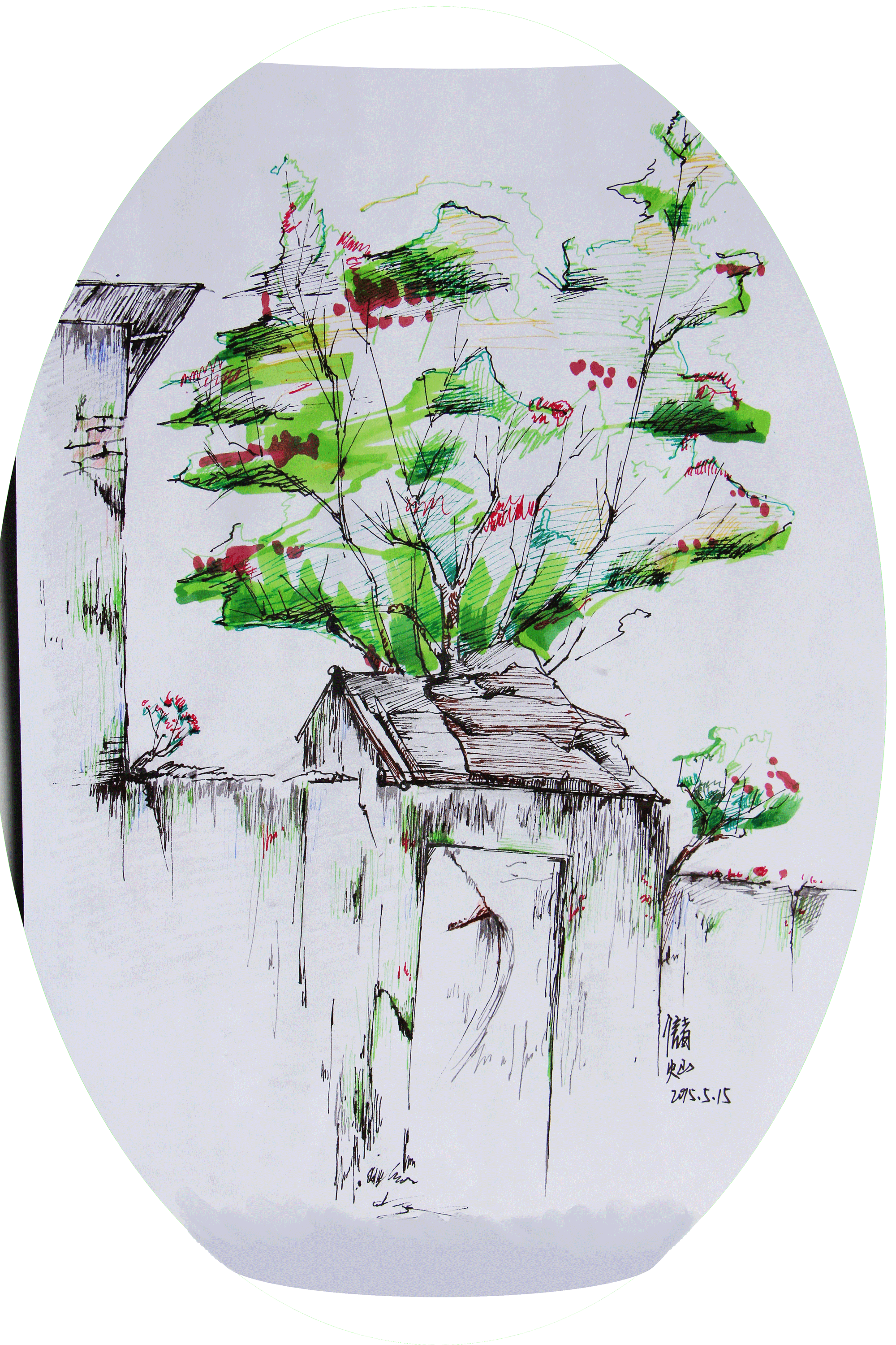 风景速写 山水画