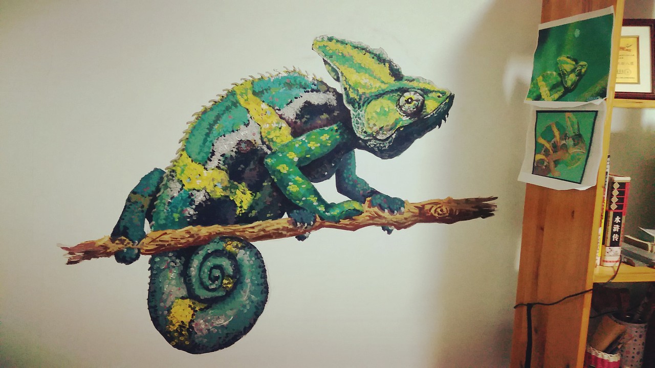 墙绘变色龙