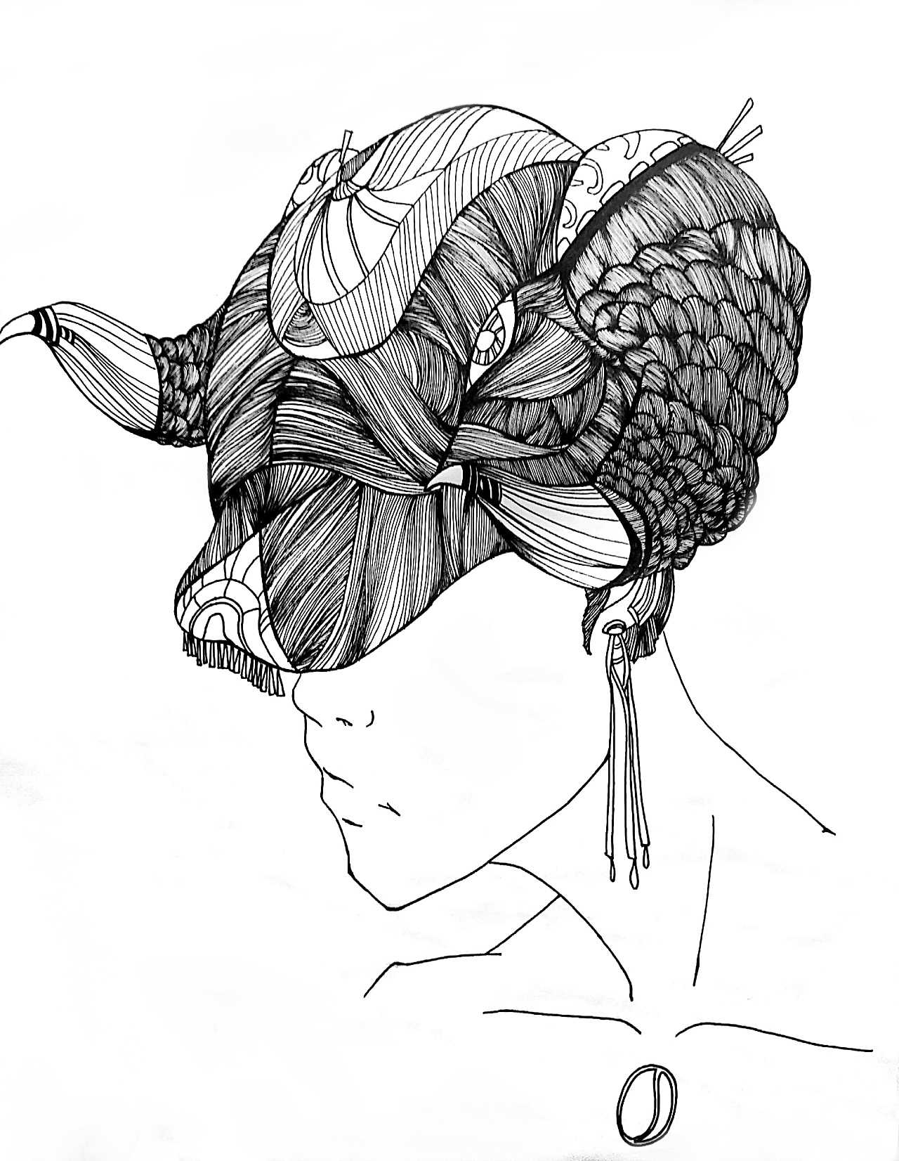 临摹黑白装饰画|插画|艺术插画|蓝环章鱼 - 临摹作品 - 站酷 (zcool)