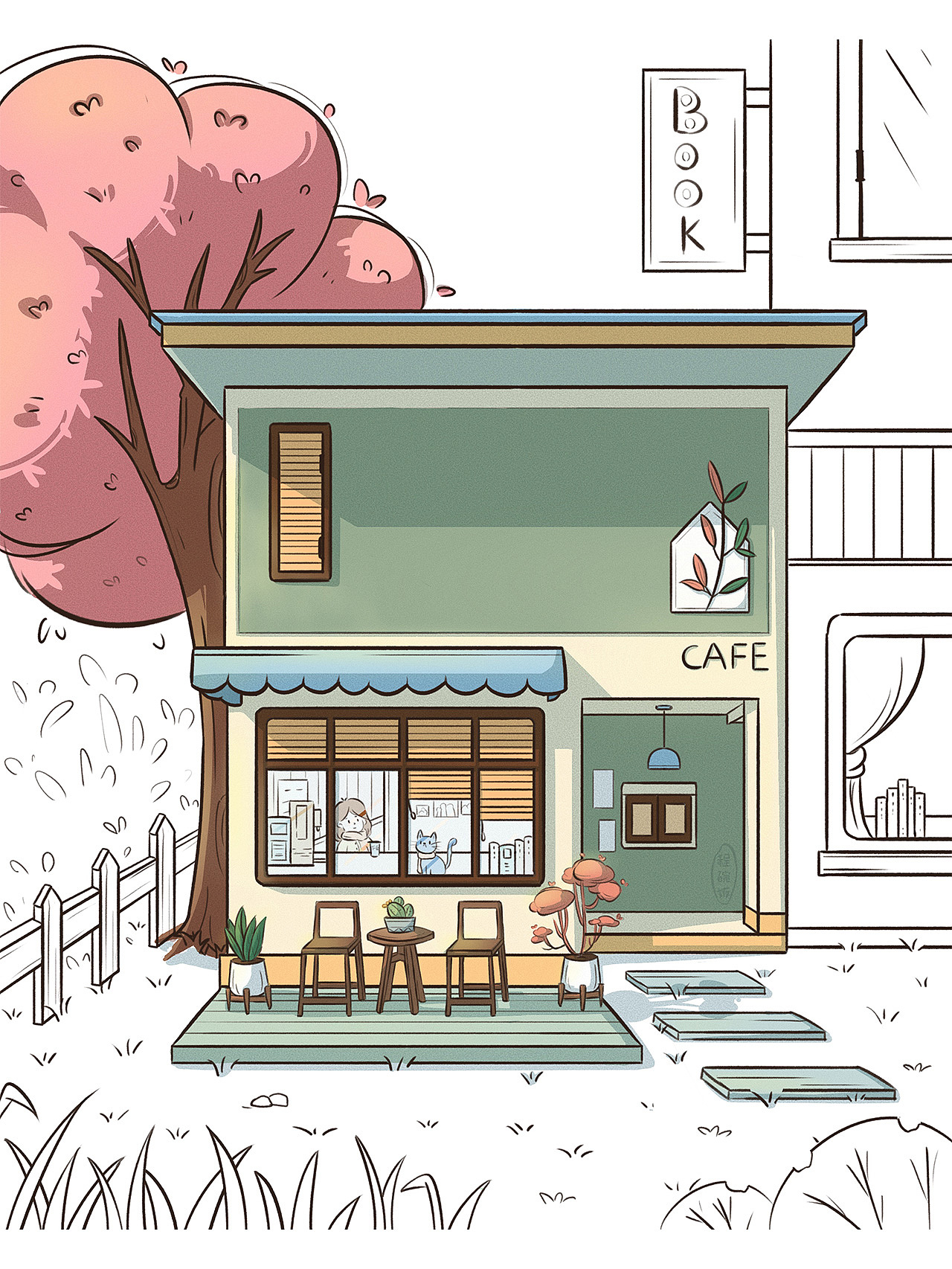 扁平风插画|建筑场景插画d01