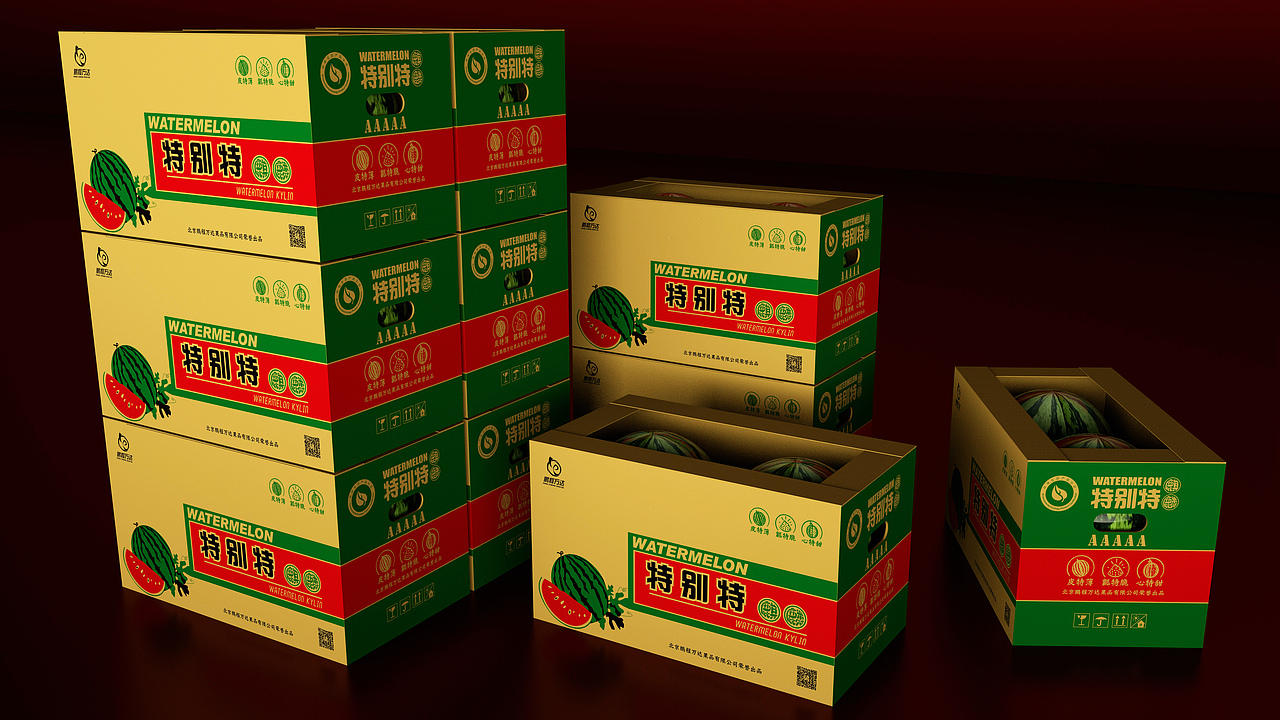 给印厂设计的一批西瓜纸箱包装模版