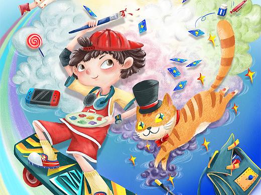 魔法喵 儿童插画