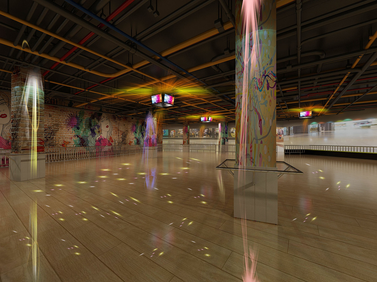 1992效果图-工装溜冰场效果图案例|空间|家装设计|1992效果图李倩倩