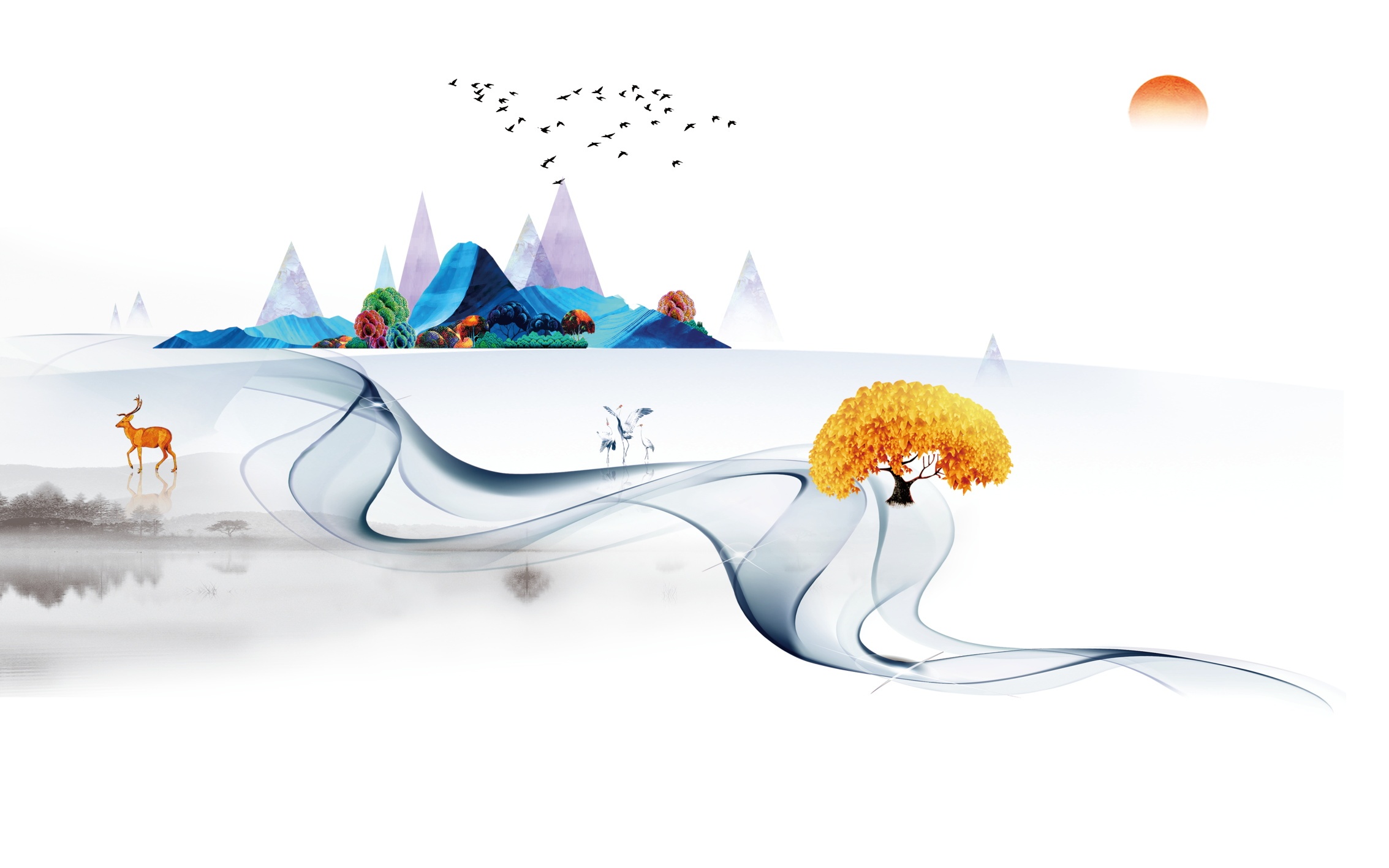 2019年山水|插画|艺术插画|新中式纱画图库 - 原创作品 - 站酷 (zcool