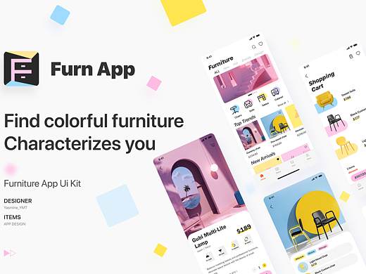 马卡龙灵感风格化家具APP-FURN