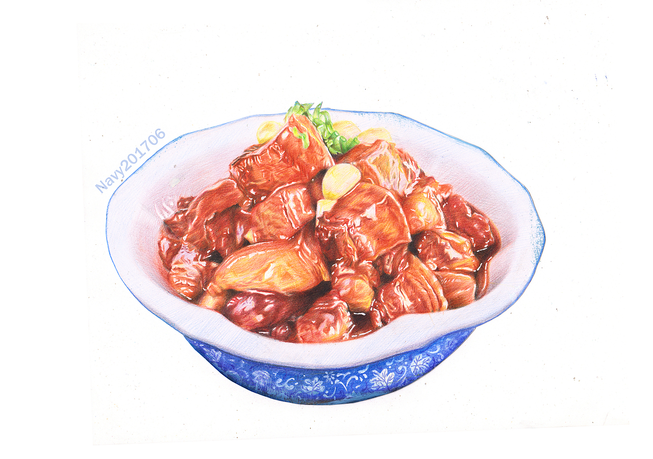 彩铅红烧肉