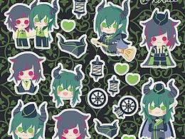 日系賽璐璐插畫Q版貼紙文創(chuàng)制作魔法校園