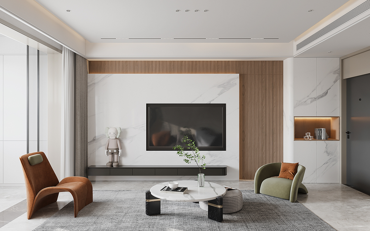 一套现代轻奢效果图