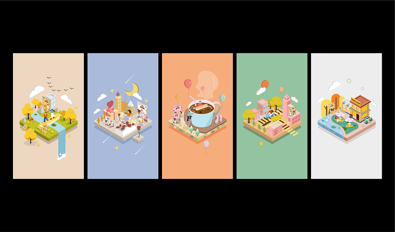 上好佳和佳佳去秋游25d插画