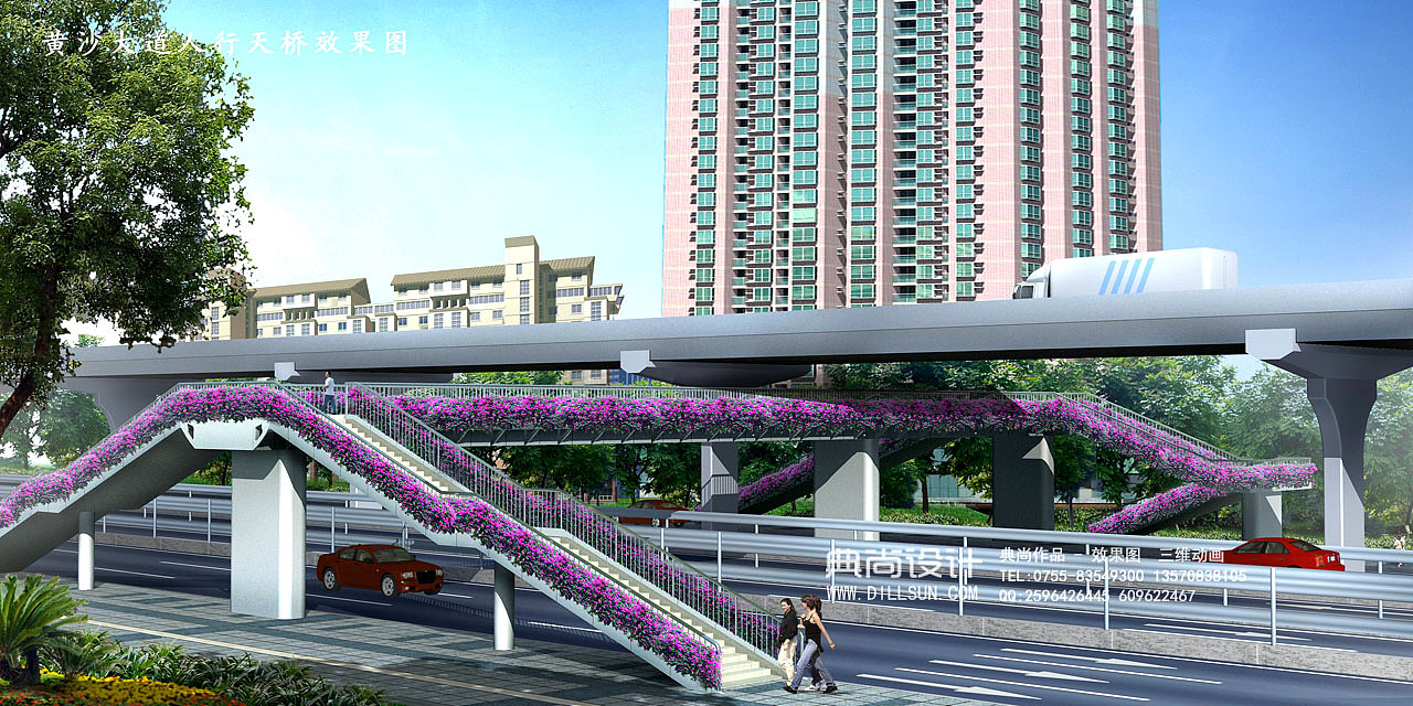 跨线桥效果图作品高架桥