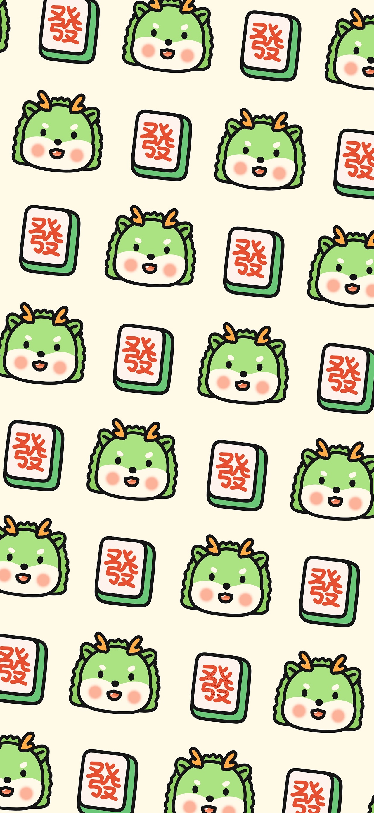 绿色小龙平铺壁纸白色背景