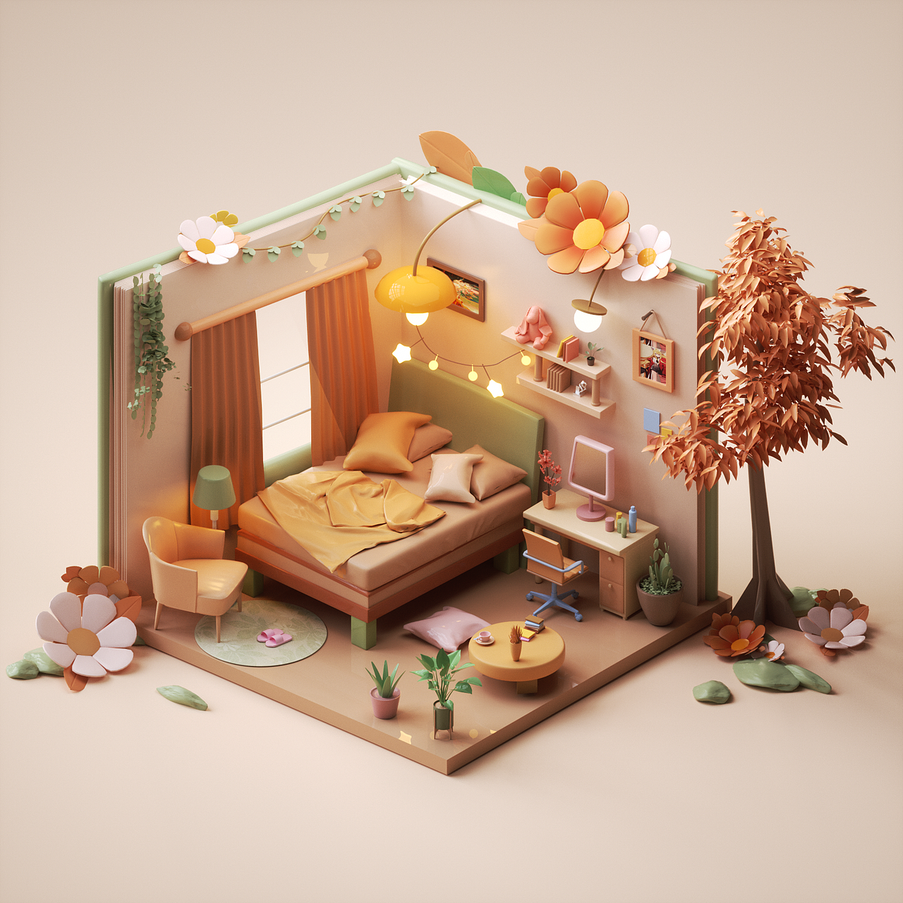 近期C4D零基础课程小房间案例优秀作业-C4D蜂巢计划(图ZMzQ0MDQxMzYw) - 场景 - 站酷设计师我就是NiaoNiao原创素材 - 站酷ZCOOL