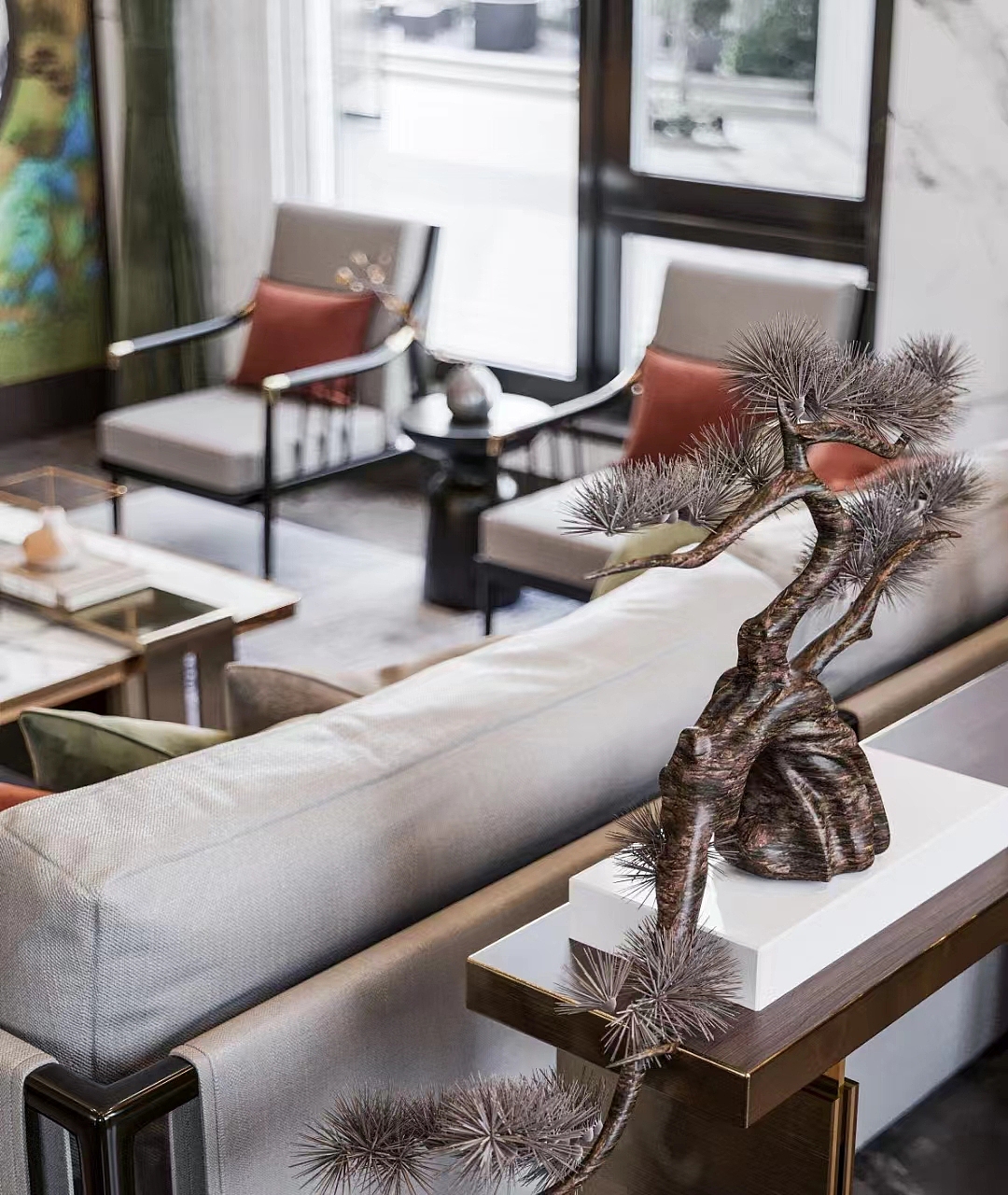 新中式风格强调自然,纹理应该简朴自然色调