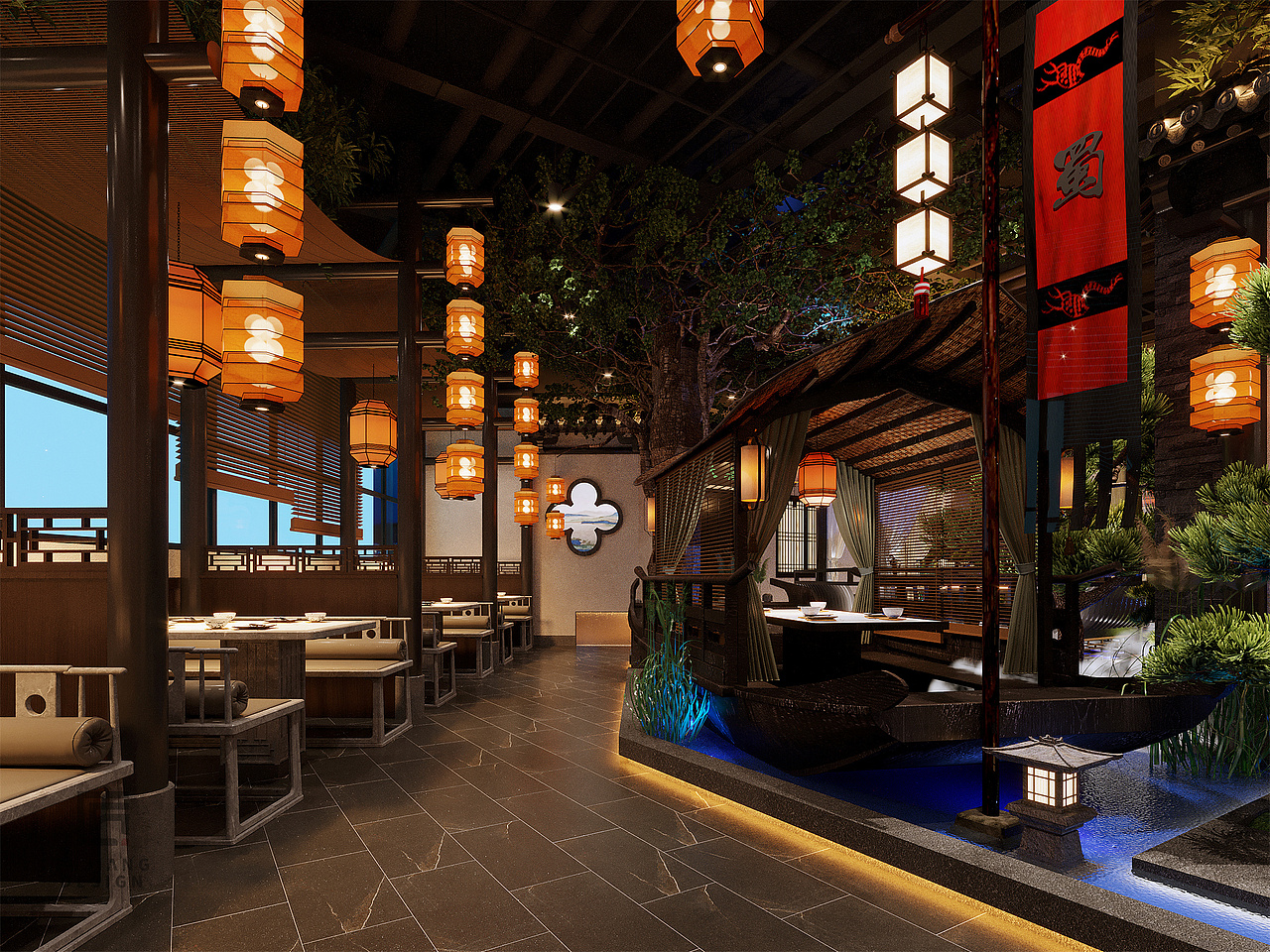 徽派中式餐厅设计,让你吃饭都有诗情画意