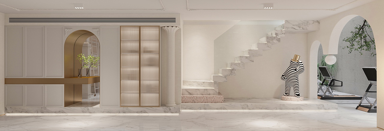 充满设计感的楼梯间和进门门厅