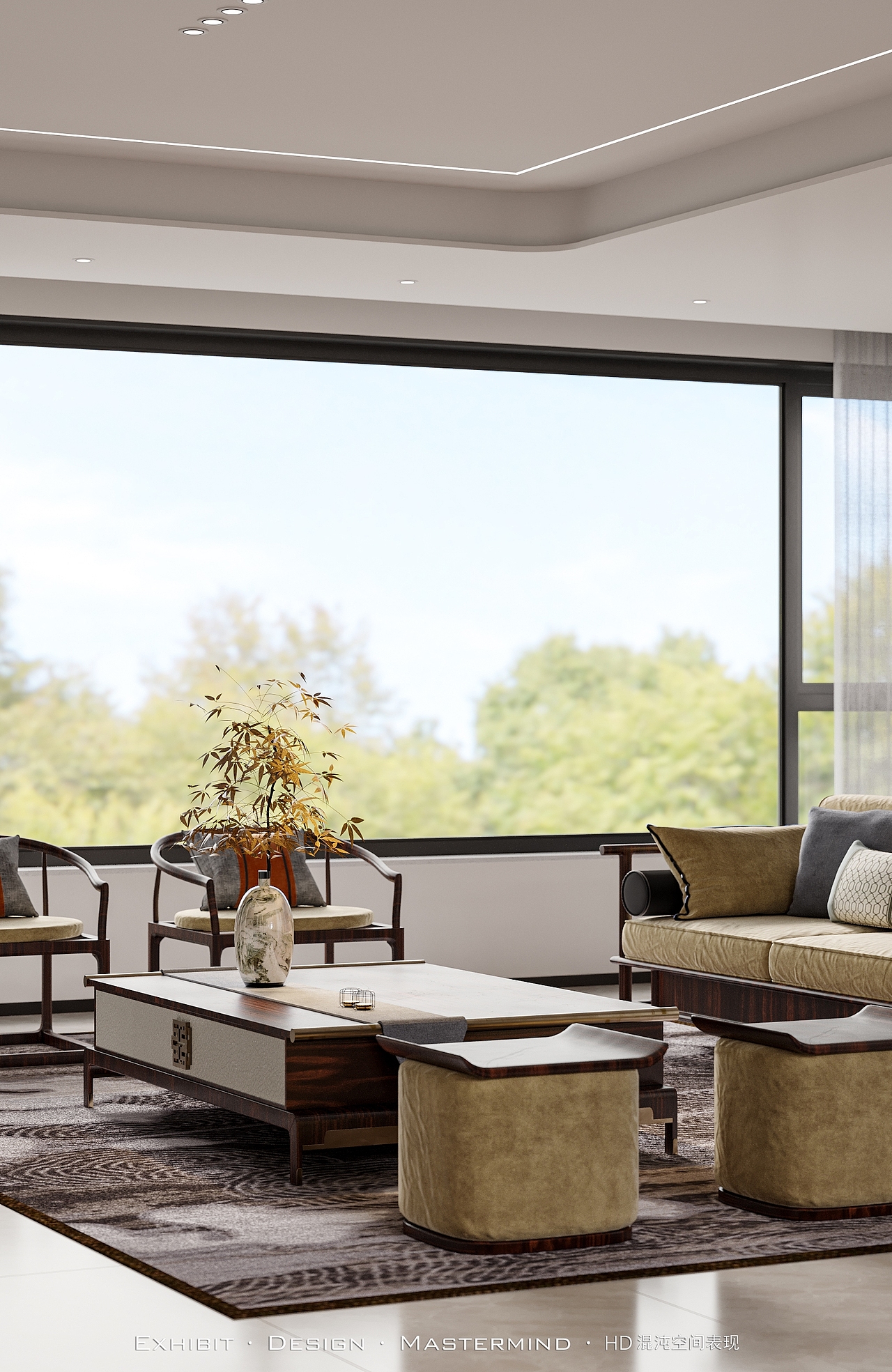 现代 新中式风 平层客餐厅 X 混沌空间表现