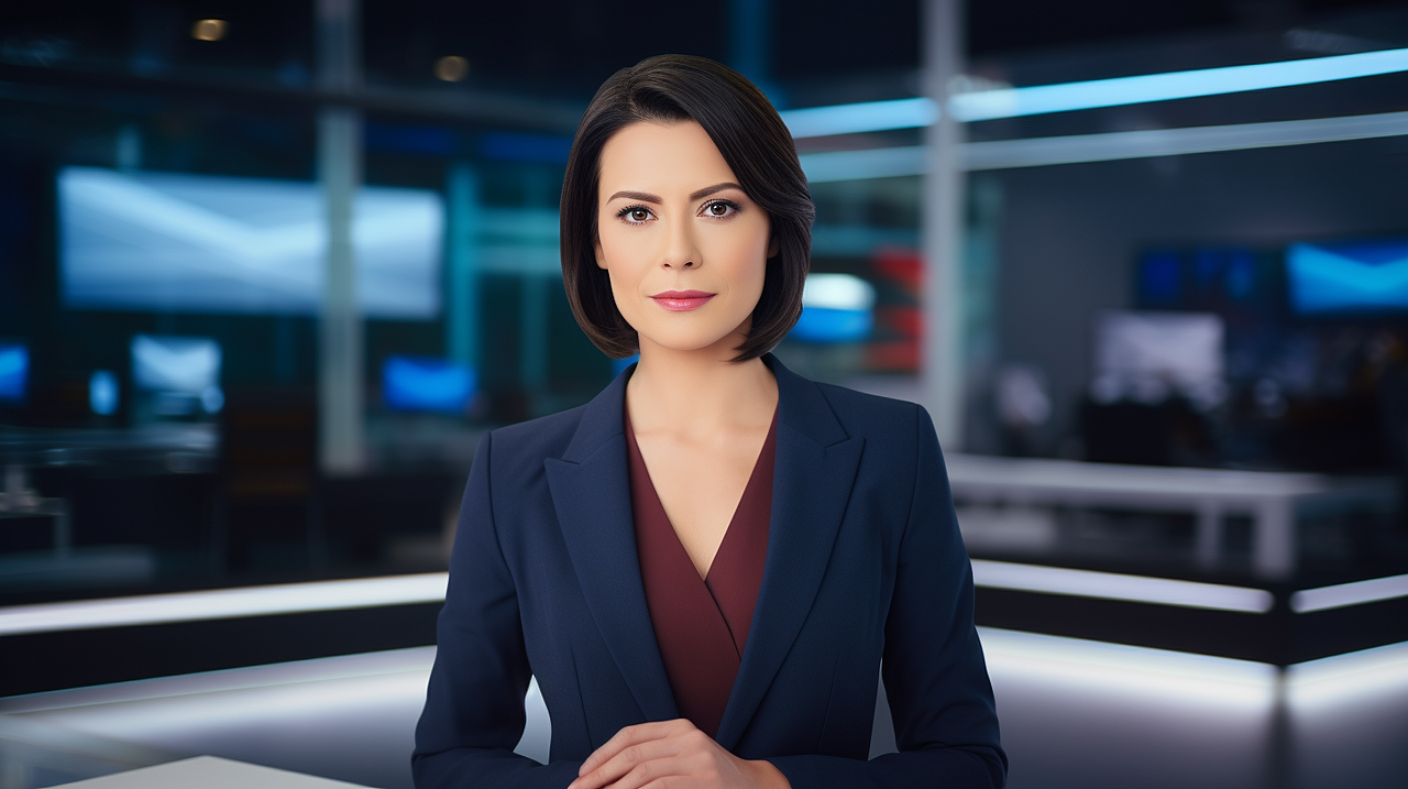 midjourney生成---电视新闻主播