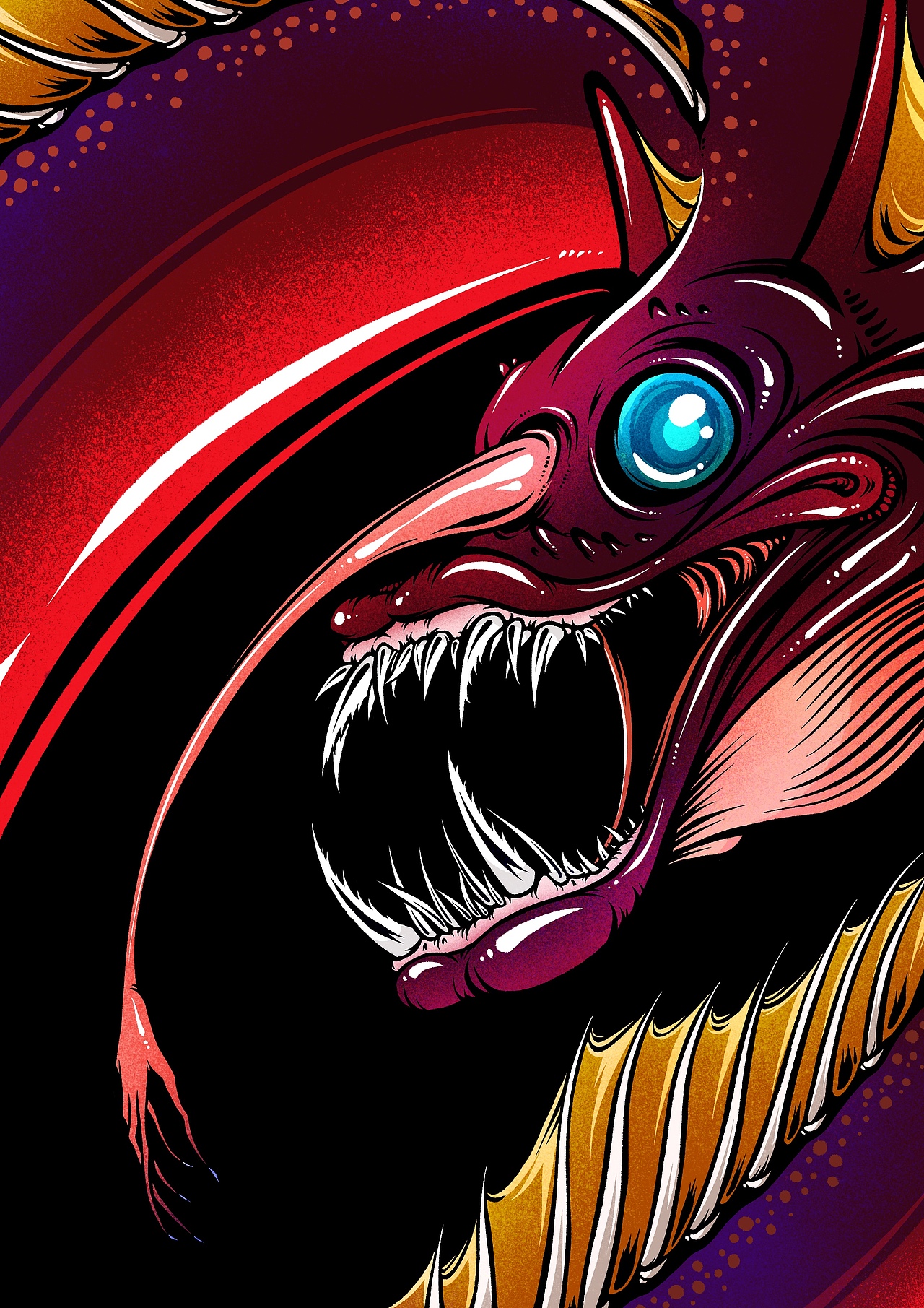 一组深海系列的怪物插画