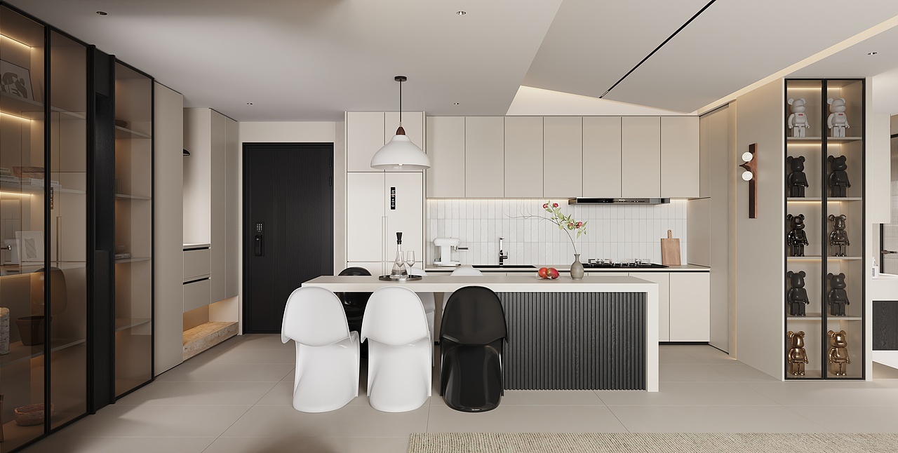 近期渲染 现代奶油公寓（图ZMzYyMDM0NTUy） - 家装设计 - 站酷设计师止果视觉原创素材 - 站酷ZCOOL