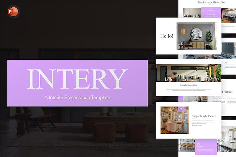80页简约大气室内设计室内家居展示多用途国外PPT模板