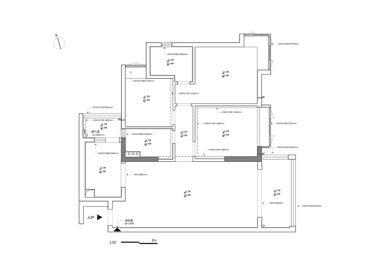 原始户型规整，三房的布局，空间的利用率也比较高，没有硬伤。我们在面对不同的项目时，都将每个屋主视为独特的个体，发现他们之间不同的生活习惯。本案屋主平时家里只有夫妻二人，亲戚朋友偶尔来访，频率并不高，加上近几年内不太考虑小朋友所以并不需要这么多的房间，这次的设计就是围绕这些信息展开的规划。
