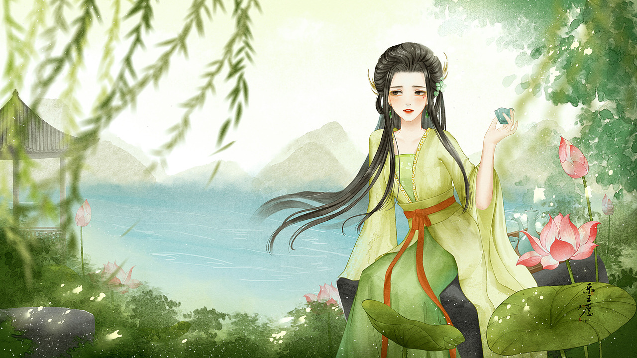 古风桌面壁纸运营插画出版物插图乐三愿的猫车载app160乐三愿的猫表情