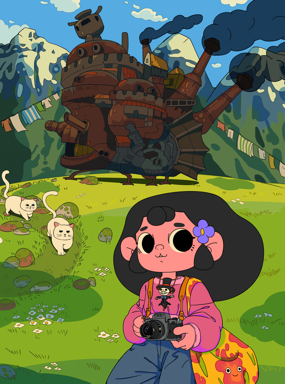 打卡哈尔的移动城堡（图ZMzAzMjM5NDMy） - 商业插画 - 站酷设计师大眼TATA原创素材 - 站酷ZCOOL