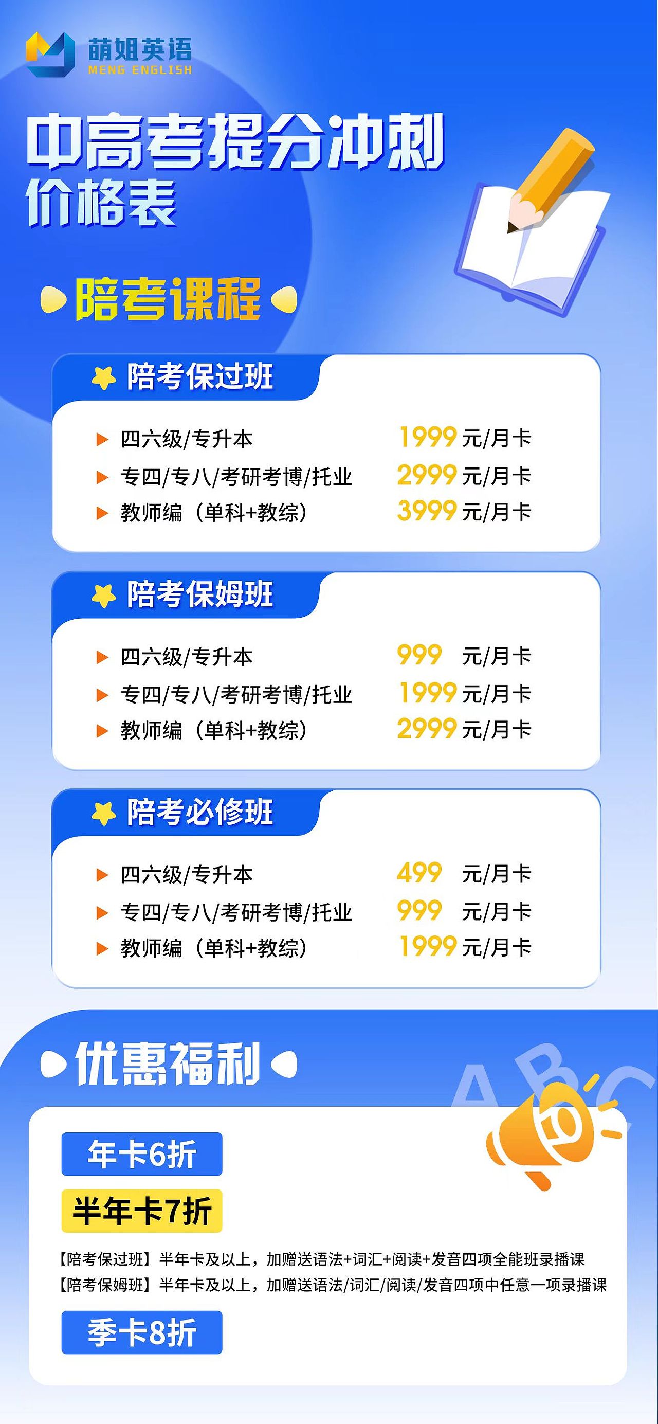 中高考提分冲击价格表海报ppt