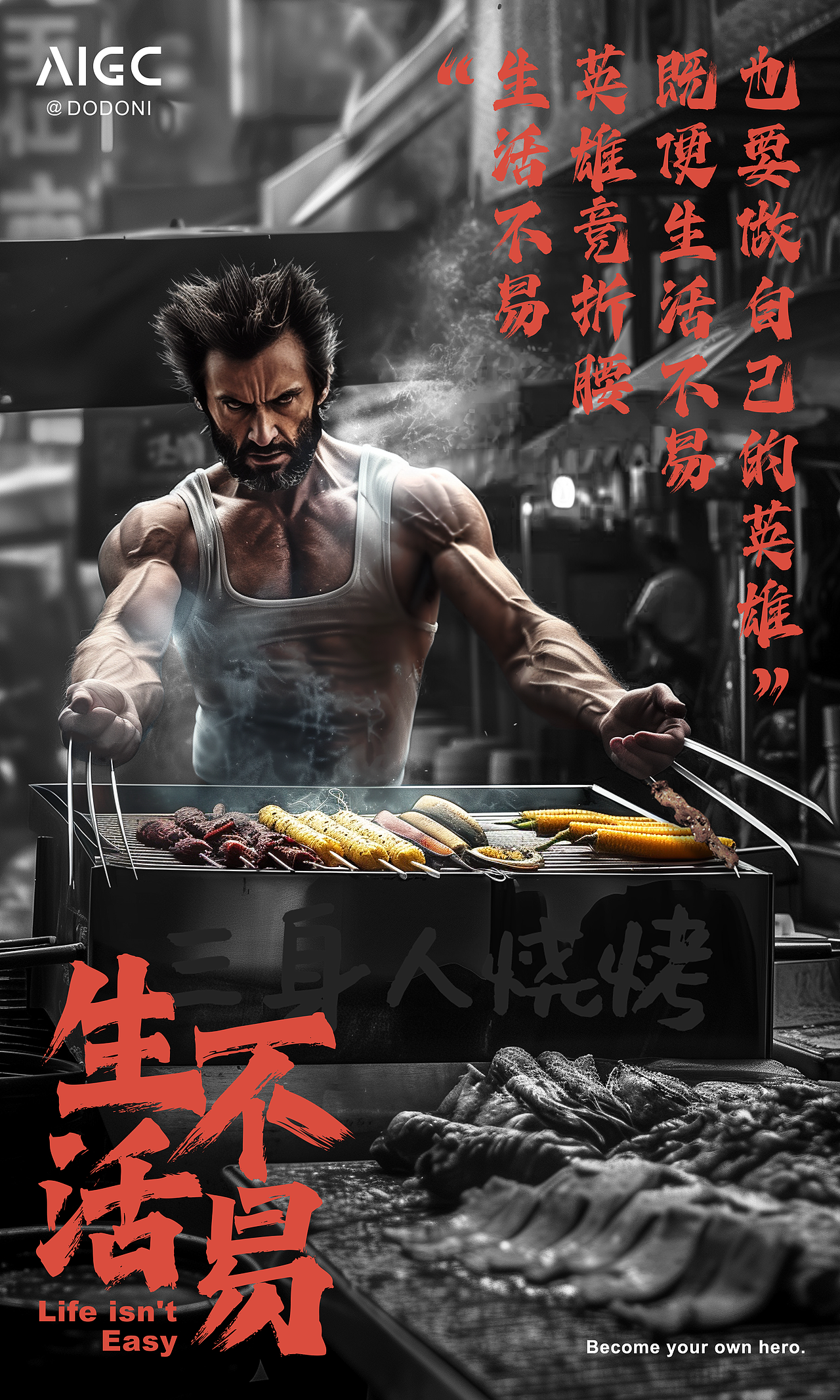 AIGC-《生活不易》创意海报创作（图ZMzY0ODQ0MDIw） - AI作品 - 站酷设计师设计师DODONI原创素材 - 站酷ZCOOL
