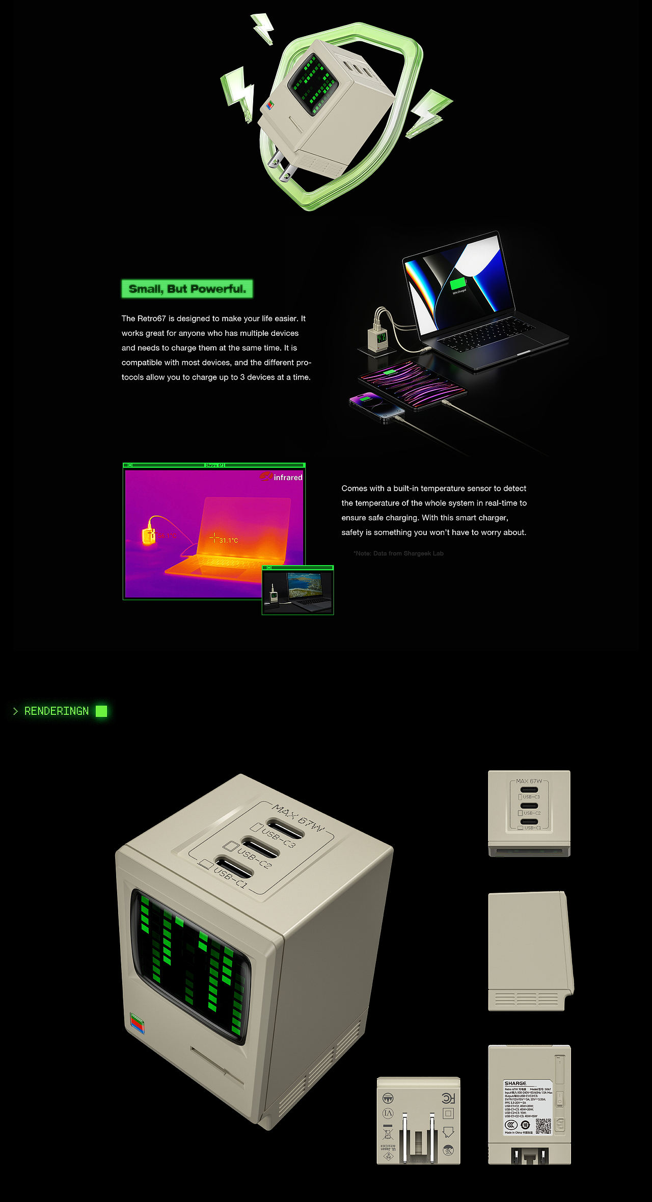 SHARGE 闪极 | SHARGEEK Retro 67W 复古充电器视觉（图ZMzY1ODE0MzI0） - 产品 - 站酷设计师黑色句号原创素材 - 站酷ZCOOL