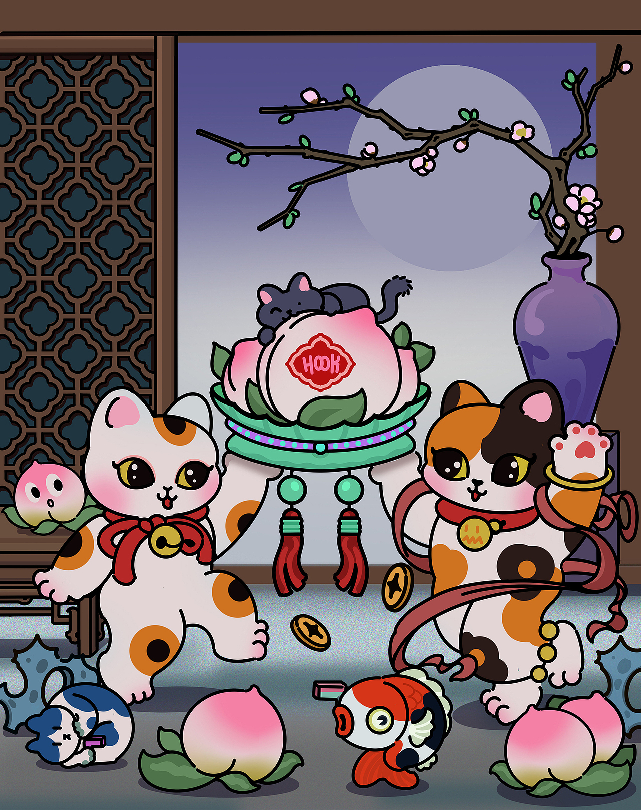 新传统年画——猫咪版（图ZMzYyMTUwODM2） - 新锐潮流插画 - 站酷设计师金钩原创素材 - 站酷ZCOOL