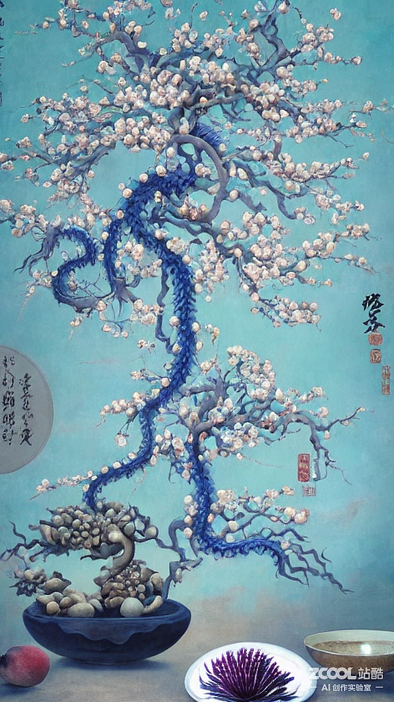 #AI创作实验室#【海底植物静物】【国画X油画】（图ZMzE5OTcxMzAw） - AI作品 - 站酷设计师xingceng2号原创素材 - 站酷ZCOOL