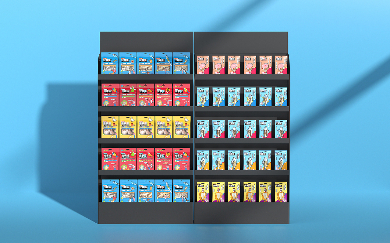 一上市就招满代理的宠物零食，看看货架陈列效果（图ZMzMyNjg2NTA0） - 包装 - 站酷设计师春旭品牌包装设计原创素材 - 站酷ZCOOL