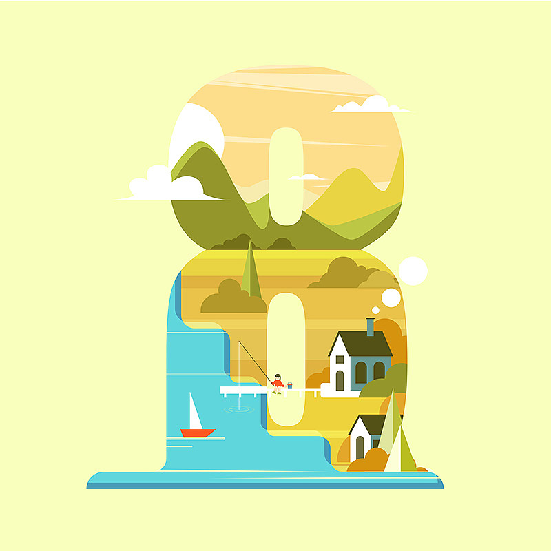 十二个月数字矢量插画