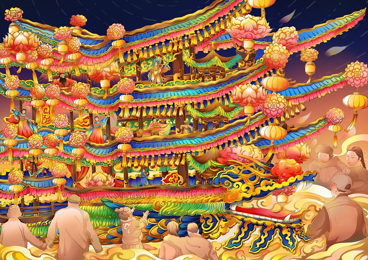 非遗插画之温州乐清首饰龙（图ZMzI5MzAxODky） - 商业插画 - 站酷设计师C爽儿原创素材 - 站酷ZCOOL