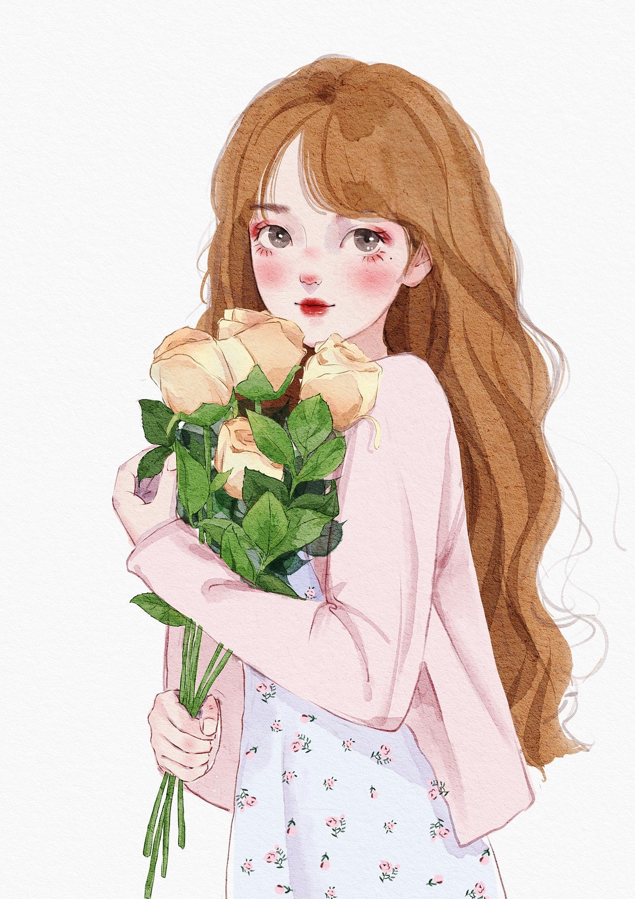 与花的约定-少女插画（图ZMzM4ODM1OTU2） - 创作习作 - 站酷设计师专小黎原创素材 - 站酷ZCOOL