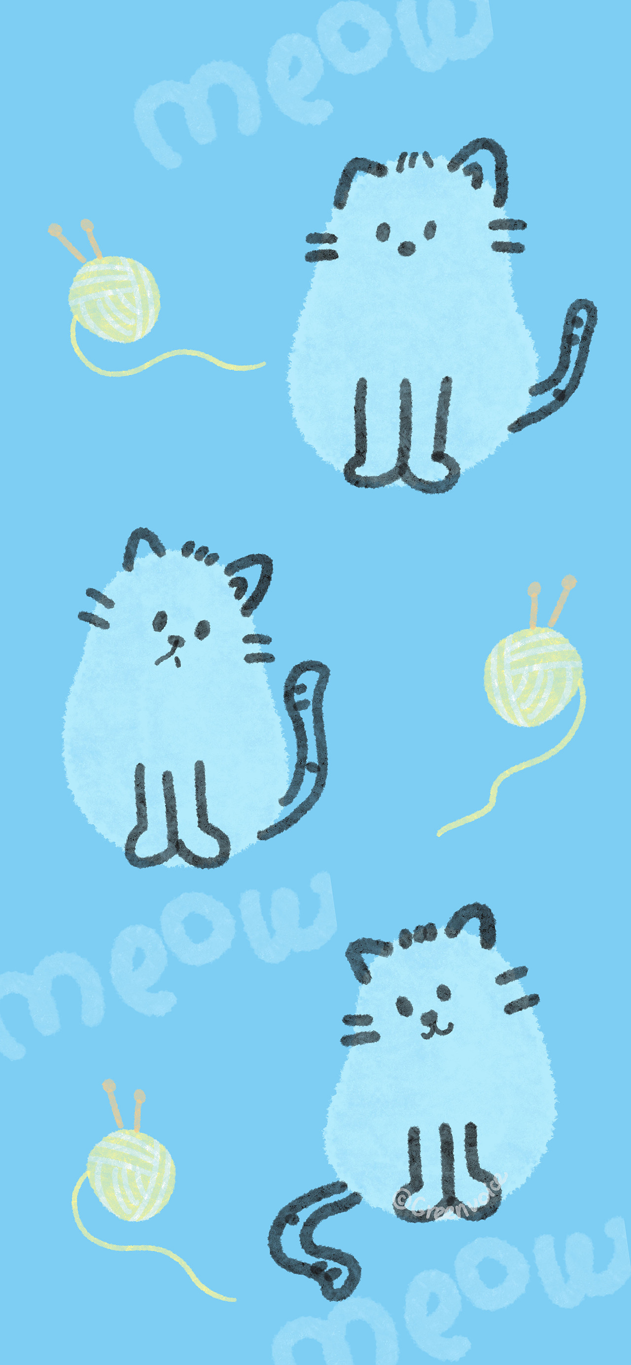 小动物猫咪主题-手机壁纸-简笔画可爱猫猫