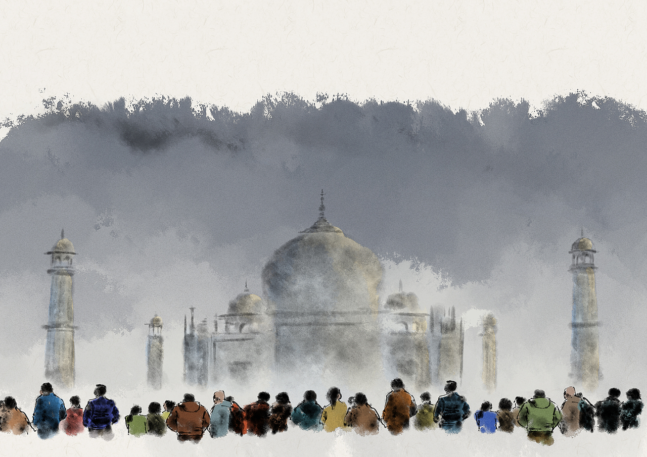 珠穆朗玛峰科考 插画 中国风