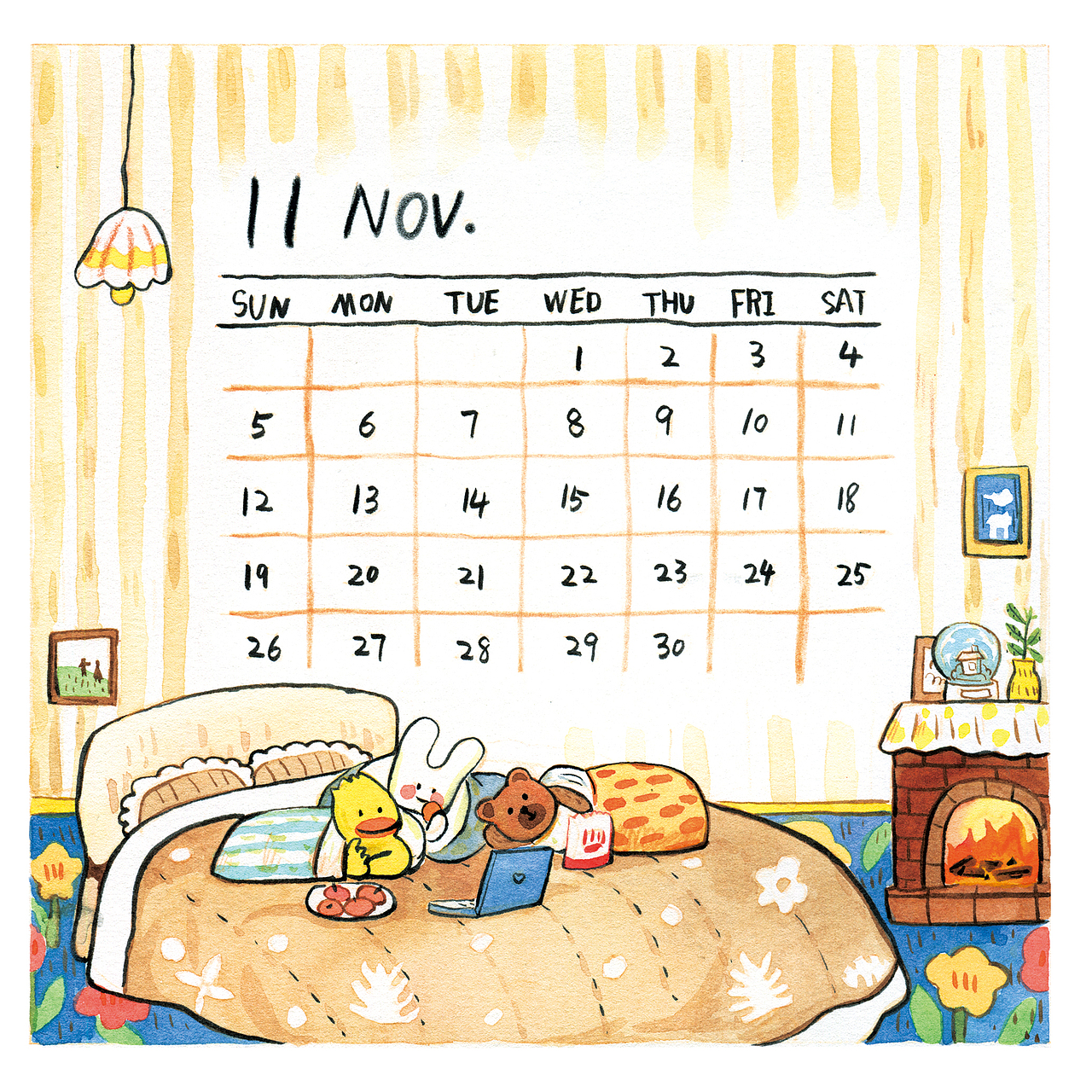 2023年日历｜和小兔子一起好好休息吧。