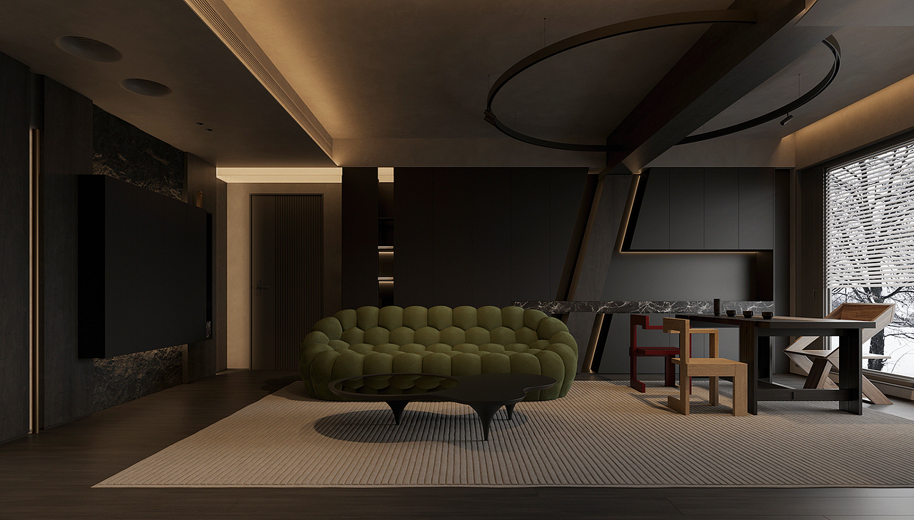 100㎡ 意式极简 黑金高级感