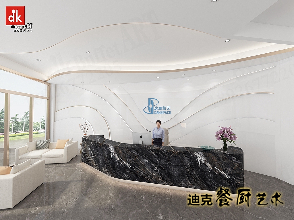 商用大理石公司办公前台接待台自助餐厅咨客台制作工厂