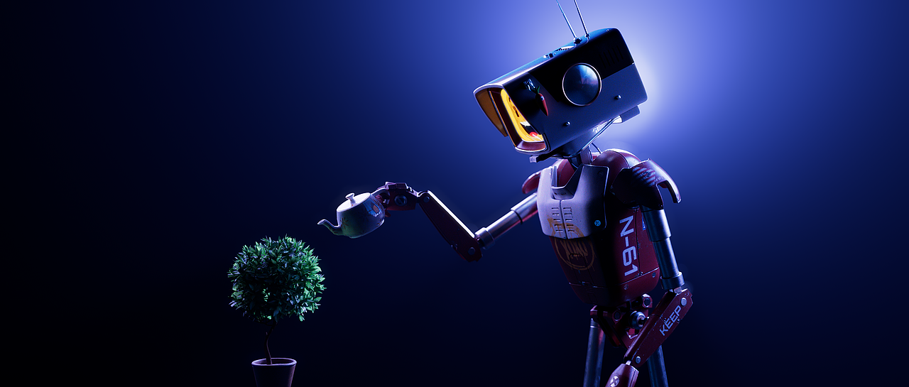 老电视机器人从新打光