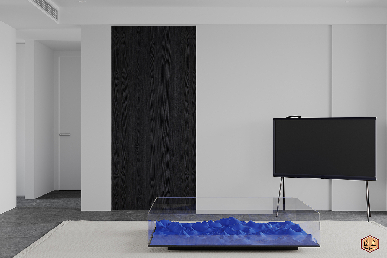 现代极简 黑白灰 客餐厅 写实渲染（图ZMzMwMzcxNjIw） - 家装设计 - 站酷设计师图匠美学表现原创素材 - 站酷ZCOOL